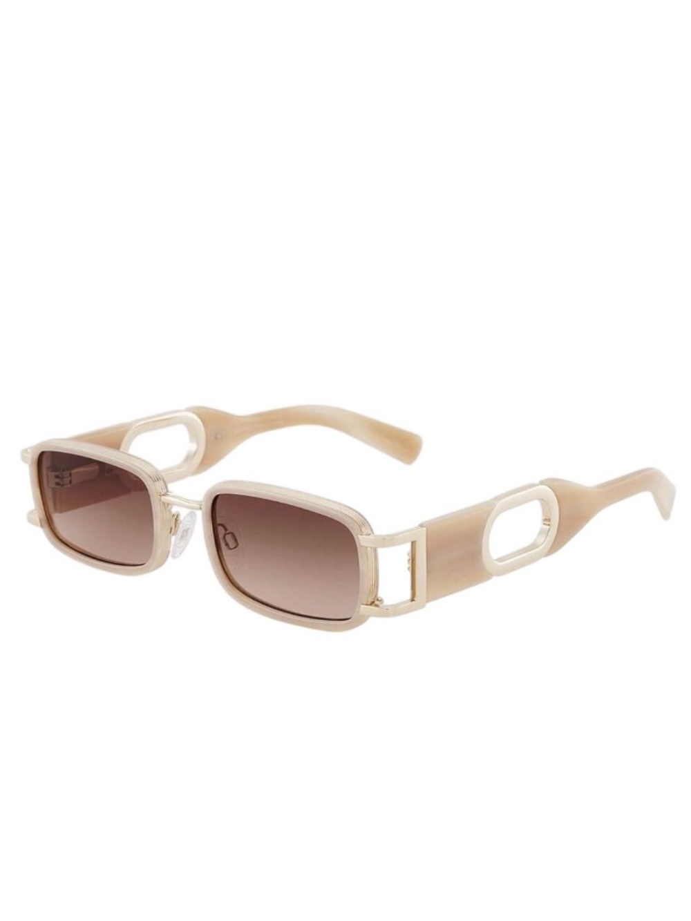 NEW CAROLINA Lemke Axis Beige Brown Gold Rectangular Sunglasses
